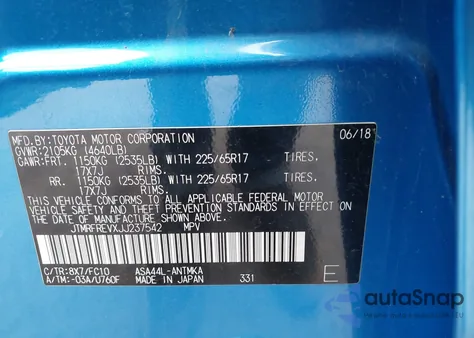 2018 Toyota Rav4 Xle z USA, uszkodzony, nr VIN JTMRFREVXJJ237542